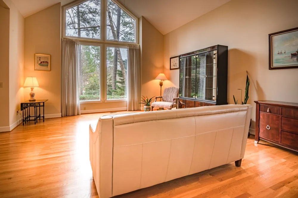 Resilient LVT and LVP flooring in a bright room