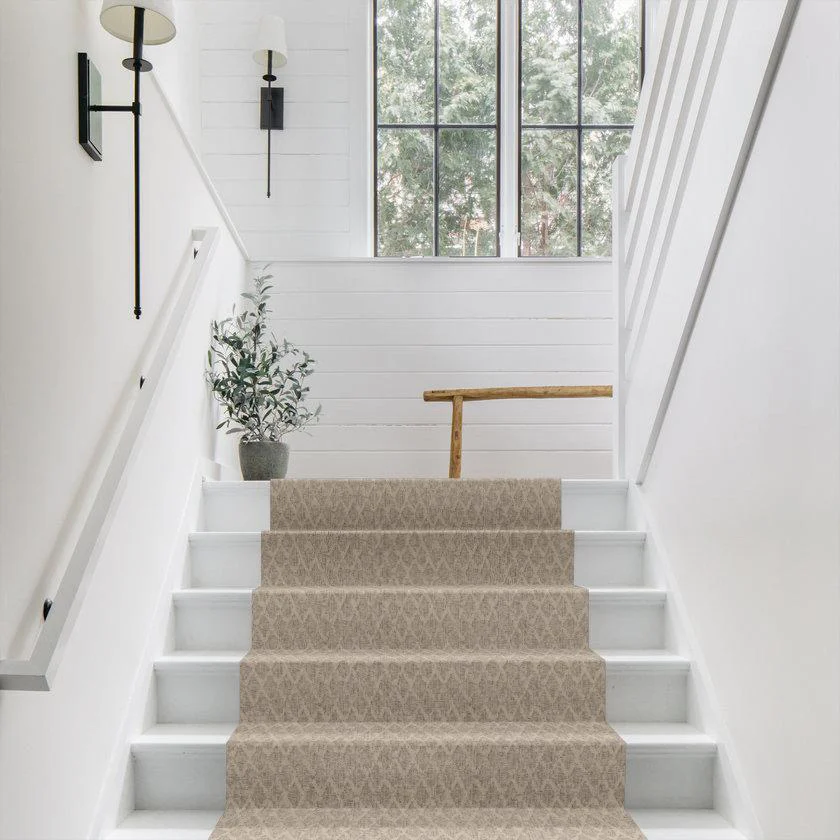 Residential flooring: carpet runner installed on a staircase