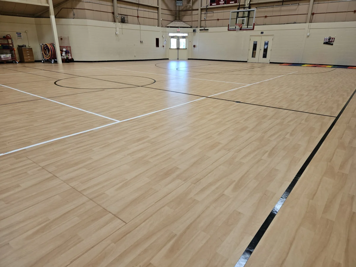 Gymnasium with new athletic flooring